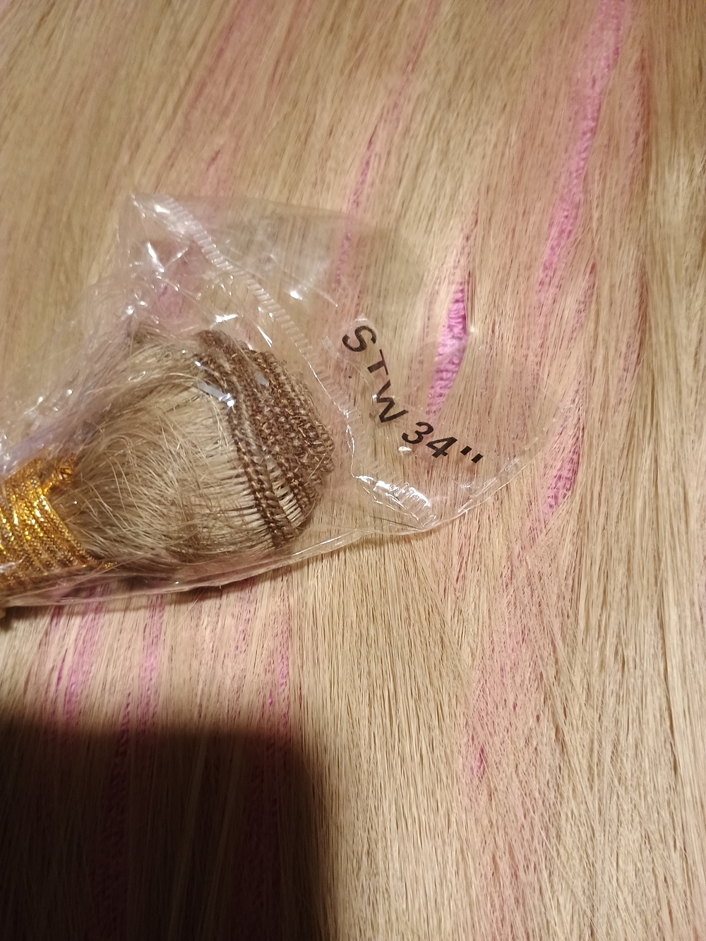 Blonde Hair Extensions with Pink Highlights - Women's Wig/Extension
